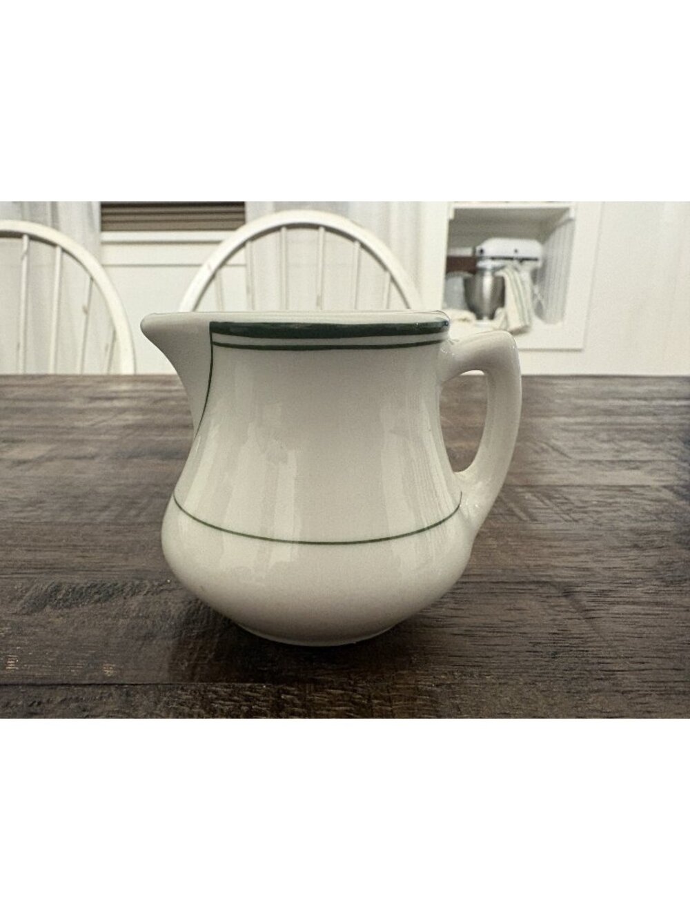 Vintage Creamer Jackson China USA Green Stripe Chunky Falls Creek PA